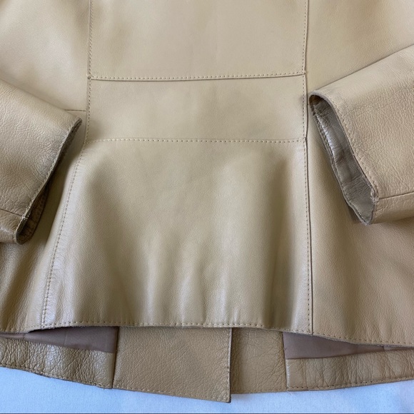 Caslon Leather Jacket Blazer size small camel color button front Soft Leather - Picture 11 of 12